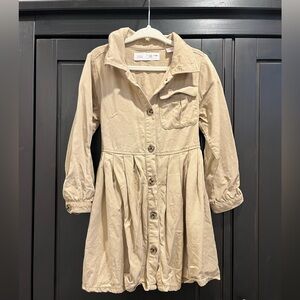 Zara Beige Button-Up Girls Dress